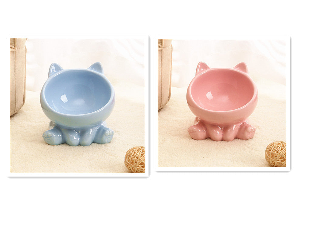 Ceramic Cat Shaped Food & Water Bowl