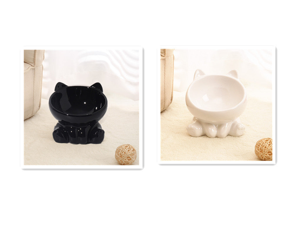 Ceramic Cat Shaped Food & Water Bowl