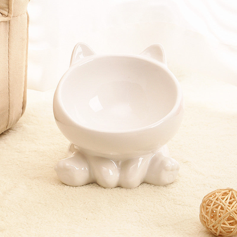 Ceramic Cat Shaped Food & Water Bowl