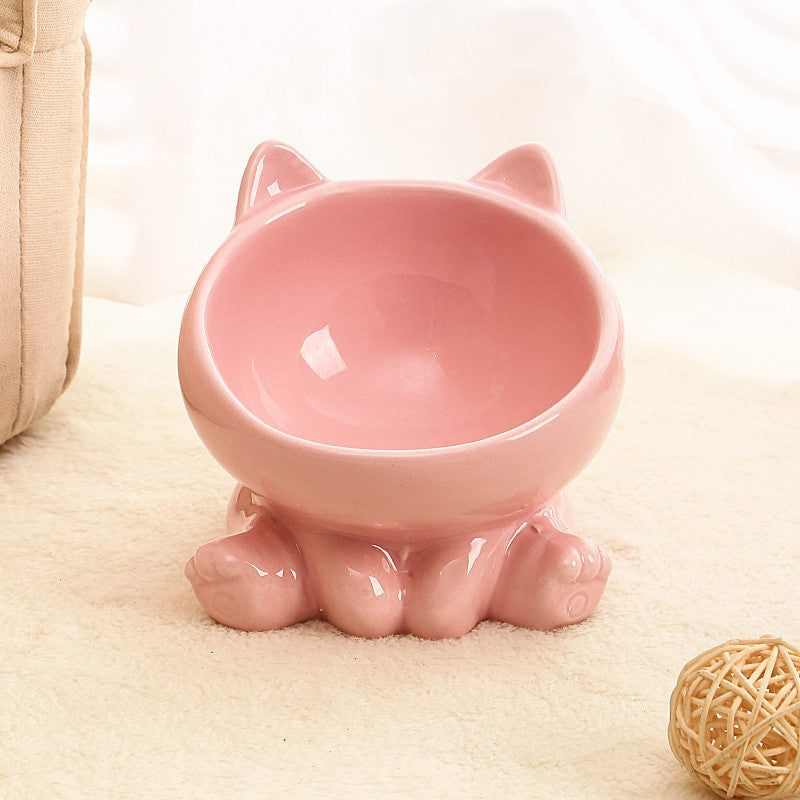 Ceramic Cat Shaped Food & Water Bowl